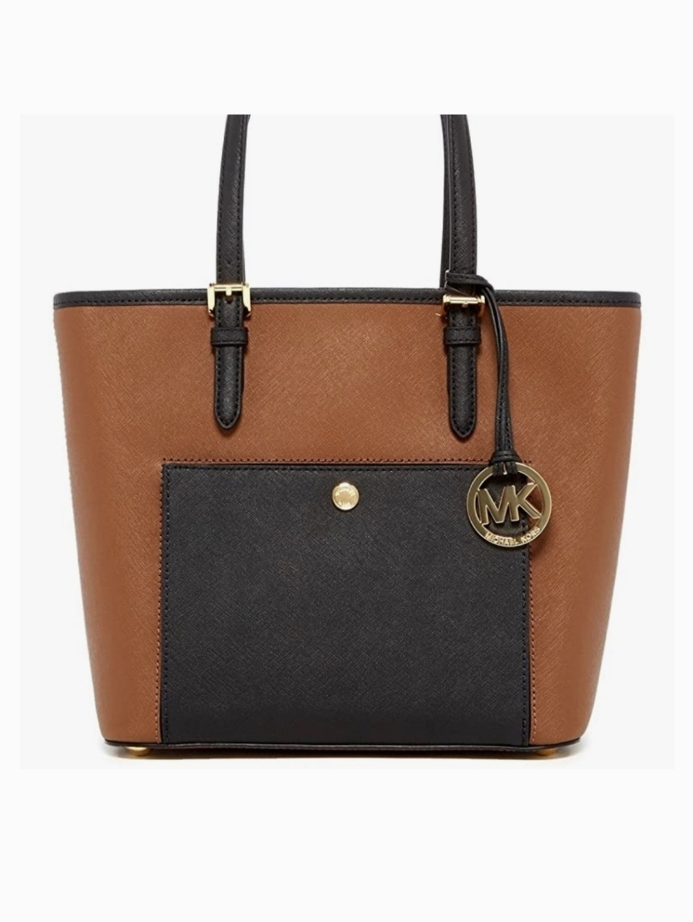Michael Kors Jet Set Medium Tote in Camel And Black